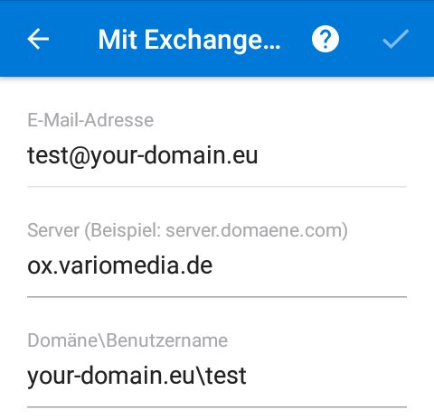 Einrichtung eines Exchange-Kontos in Outlook unter Android