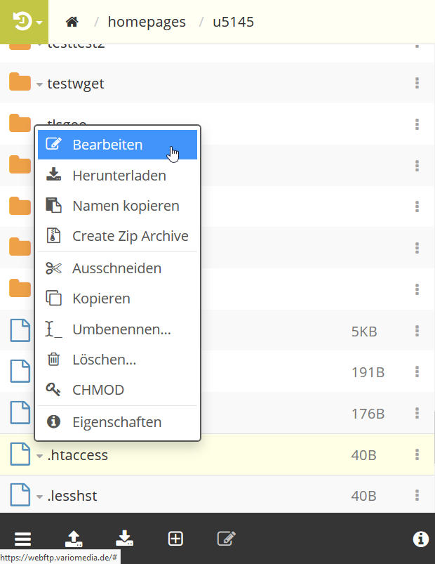 .htaccess-Datei per WebFTP bearbeiten