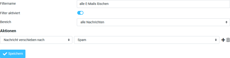 Verschiebung aller eingehenden E-Mails in den Junk-Ordner