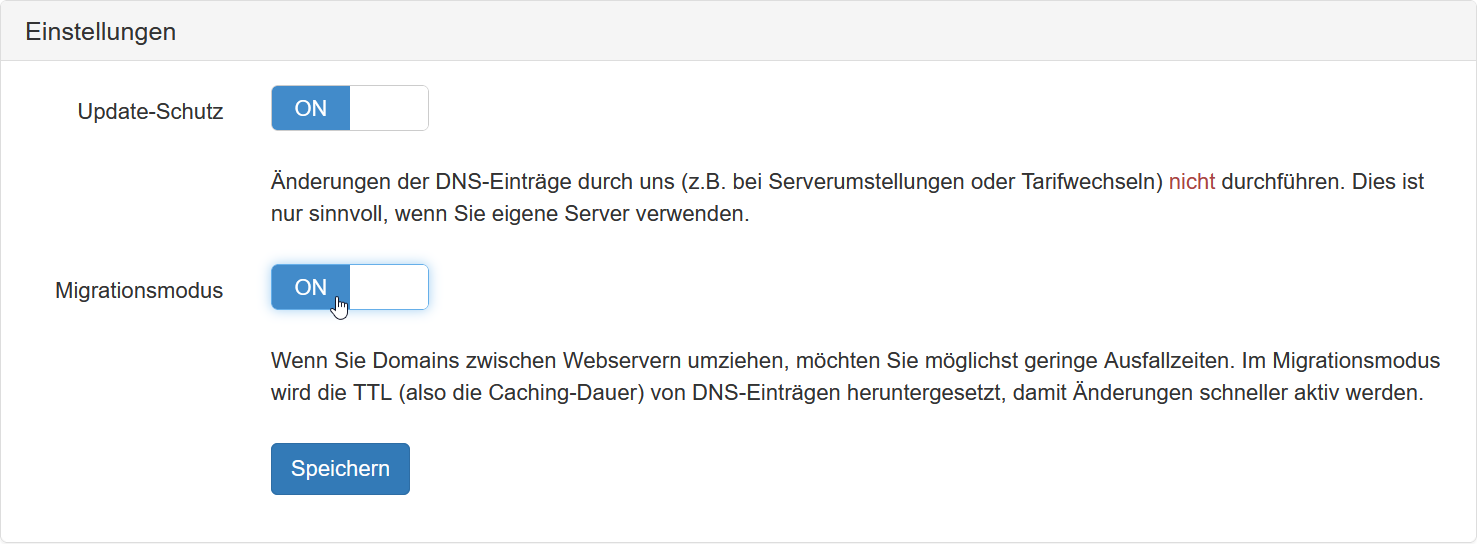 Aktivierung des Migrationsmodus