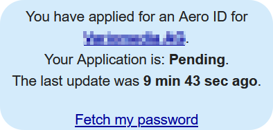 Passwort für .aero-ID anfordern