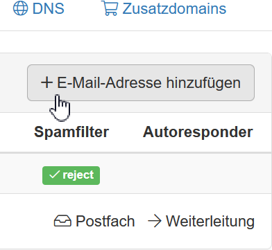 E-Mail-Adresse hinzufügen im Kundenmenü